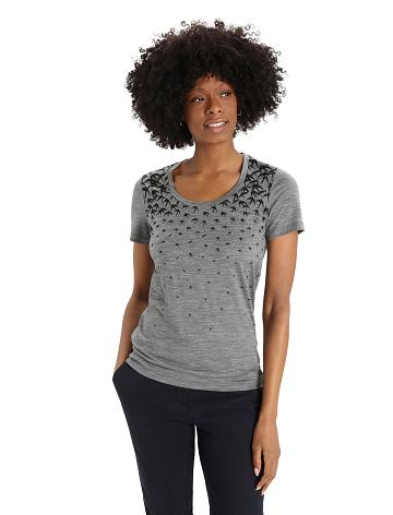 Dámské Tričko Icebreaker Merino Tech Lite II Krátké Sleeve Scoop Migration Šedé | CZ 1358PJJQ